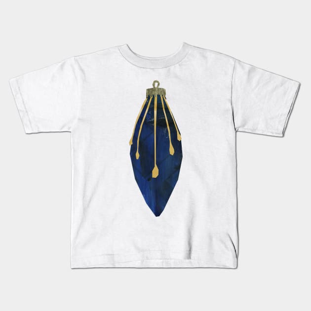 Bauble - Trad blue gold drops Kids T-Shirt by Babban Gaelg